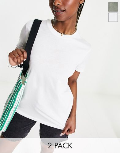 Ultimate - Lot de 2 t-shirts oversize - Blanc et kaki - Asos Design - Modalova