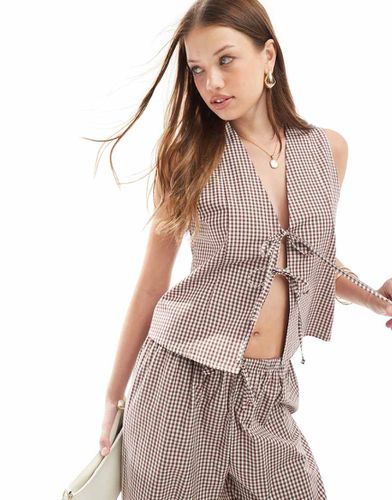 Veston à carreaux vichy avec liens noués à l'avant - Asos Design - Modalova