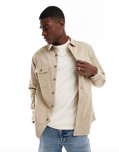 Veste-chemise en coton - Taupe - Asos Design - Modalova