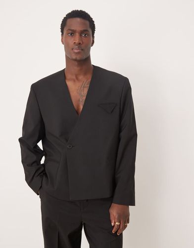 Veste de costume coupe carrée sans col à double boutonnage - Asos Design - Modalova