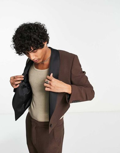 Veste de costume courte avec revers en satin contrastant - Asos Design - Modalova