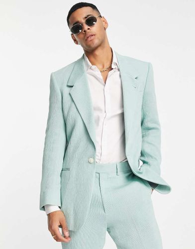 Veste de costume longue coupe slim effet plissé - menthe - Asos Design - Modalova