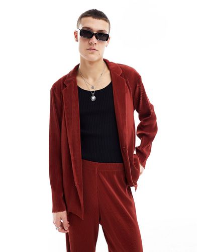 Veste de costume oversize fluide en tissu plissé non doublé - Rouge - Asos Design - Modalova