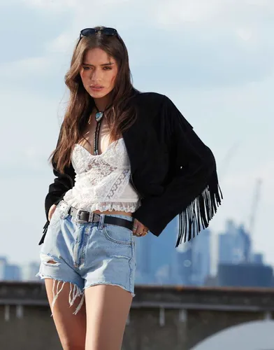 Veste en daim à franges - Asos Design - Modalova