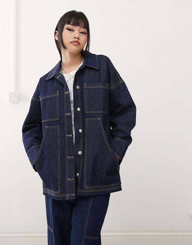 Veste en jean oversize avec grandes poches - Indigo - Asos Design - Modalova