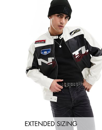 Veste oversize en similicuir style motocross - et blanc - Asos Design - Modalova