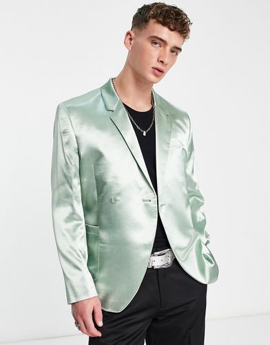 Veste slim de costume en satin texturé - sauge - Asos Design - Modalova