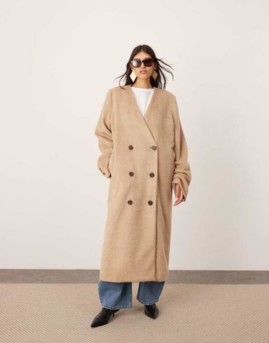 Manteau oversize en laine mélangée à double boutonnage - Grège - Asos Edition - Modalova