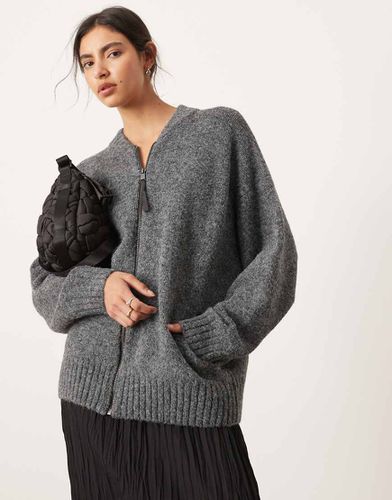 Gilet en maille compacte à fermeture éclair - anthracite - Asos Edition - Modalova