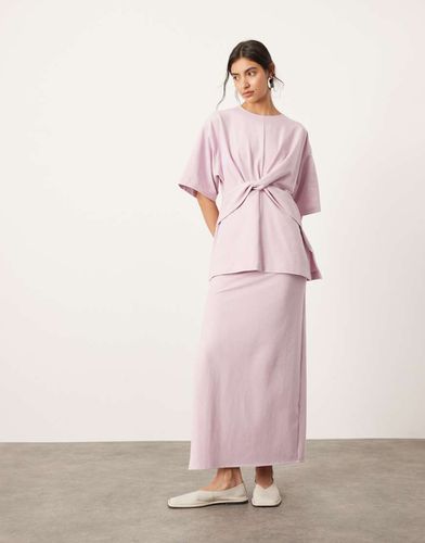 Jupe longue d'ensemble en jersey de qualité supérieure texturé avec fente latérale - Lilas - Asos Edition - Modalova