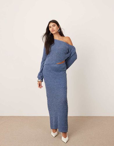 Jupe longueur mollet d'ensemble en maille fine - Bleu ardoise - Asos Edition - Modalova