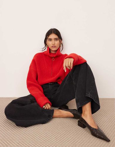 Pull en maille chunky à col zippé - Rouge - Asos Edition - Modalova