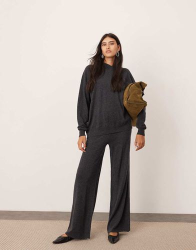 Pantalon large d'ensemble en maille de cachemire mélangée de qualité supérieure - Anthracite - Asos Edition - Modalova