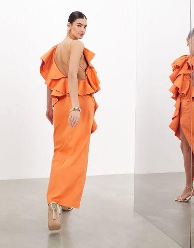 Premium - Robe longue et asymétrique à bords bruts et volants - Asos Edition - Modalova