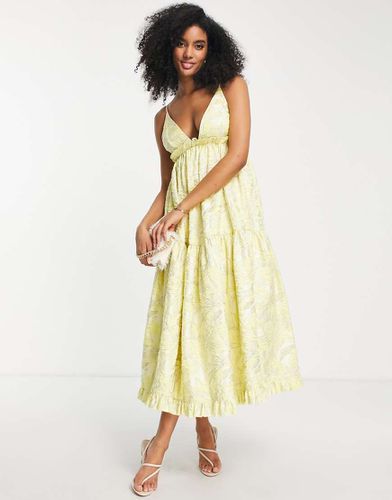 Robe caraco mi-longue à volants en jacquard fleuri - Asos Edition - Modalova