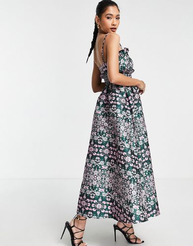 Robe caraco mi-longue avec empiècement froncé et imprimé floral jacquard - Asos Edition - Modalova