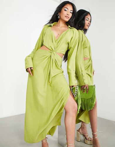 Robe chemise mi-longue effet torsadé à l'avant à découpes dans le dos - kiwi - Asos Edition - Modalova