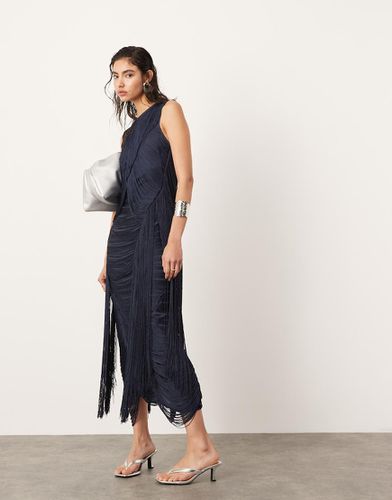 Robe longue à franges et chevrons - Bleu foncé - Asos Edition - Modalova