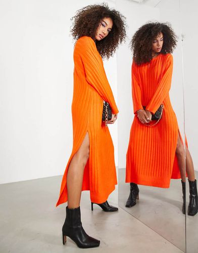 Robe longue ample en maille à larges nervures et fentes sur les côtés - Orange - Asos Edition - Modalova