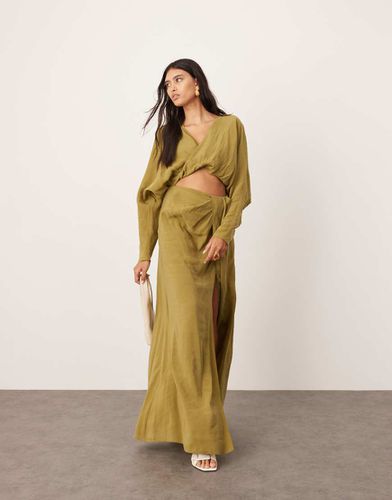 Robe longue drapée à manches longues - olive - Asos Edition - Modalova