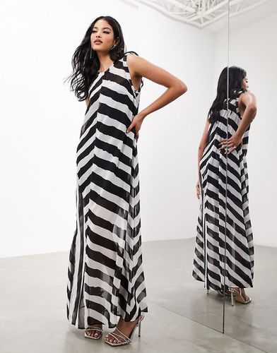 Robe longue transparente sans manches à rayures - Noir et blanc - Asos Edition - Modalova