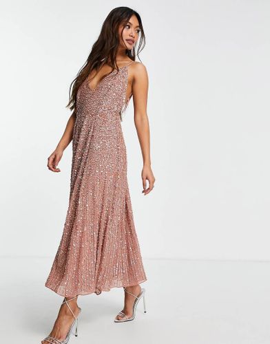Robe mi-longue avec bretelles à ornements - Rose cannelle - Asos Edition - Modalova