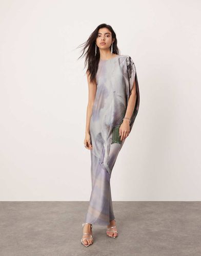 Robe mi-longue asymétrique en satin avec détail drapé - Imprimé cheval oversize - Asos Edition - Modalova