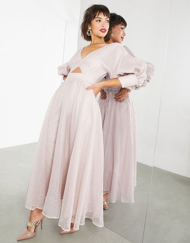 Robe mi-longue en organza à carreaux avec manches ballon - Blush - Asos Edition - Modalova