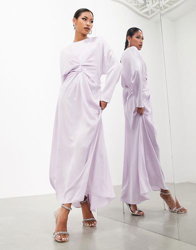 Robe satinée longue à manches longues avec détail torsadé - Lilas pâle - Asos Edition - Modalova