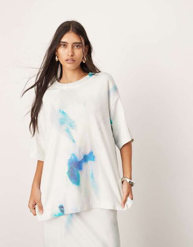 T-shirt d'ensemble oversize en jersey épais texturé de qualité supérieure - Imprimé flou - Asos Edition - Modalova