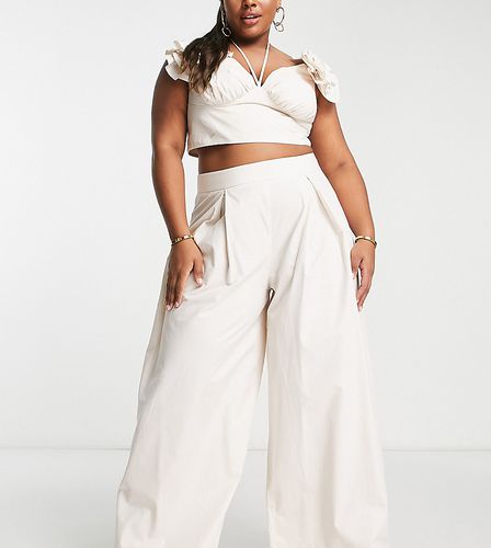 Curve - Pantalon d'ensemble large taille haute - Beige - Asos Luxe - Modalova