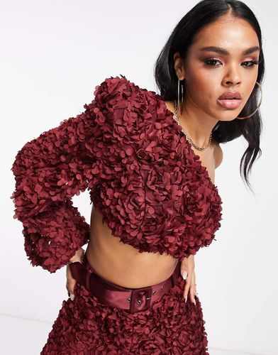 Crop top d'ensemble asymétrique en dentelle 3D - Lie-de-vin - Asos Luxe - Modalova