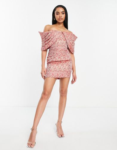 Robe courte en jacquard imprimé cachemire avec encolure Bardot plissée - Asos Luxe - Modalova