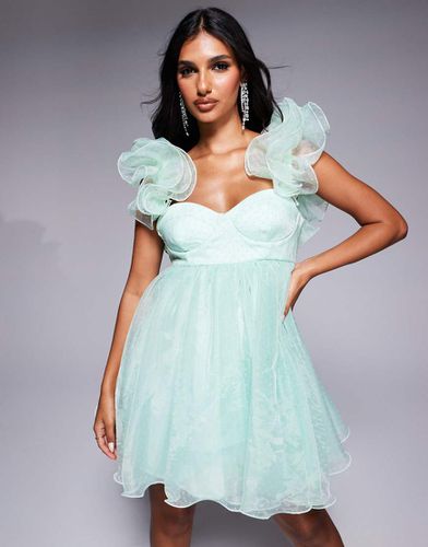 Robe patineuse courte en organza à pois et volants - Vert - Asos Luxe - Modalova