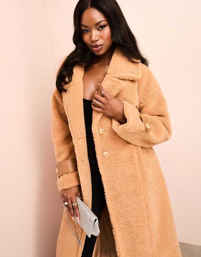 Trench-coat long en imitation peau de mouton à taille froncée - Camel - Asos Luxe - Modalova