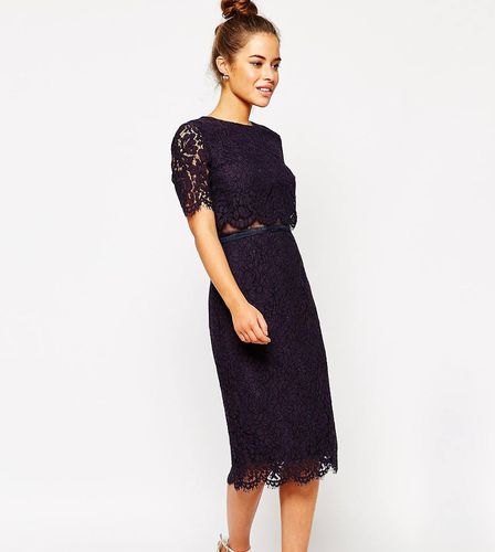 Robe fourreau mi-longue avec top court en dentelle - Asos Petite - Modalova