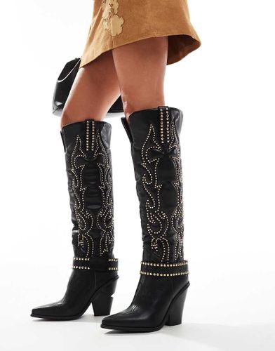 Maitia - Bottes montantes style western ornées de clous - Azalea Wang - Modalova