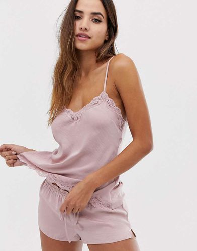 Selena - Ensemble de pyjama en satin avec caraco et short - Rose - Boux Avenue - Modalova