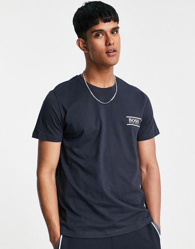 BOSS - Bodywear - T-shirt à petit logo contrastant sur le devant - Bleu - BOSS Bodywear - Modalova