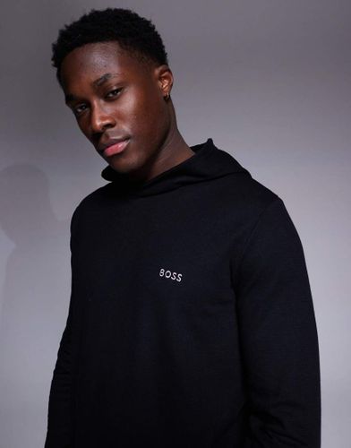 T-shirt d'ensemble standard  manches longues en tissu gaufr avec capuche et logo - Boss Bodywear - Modalova