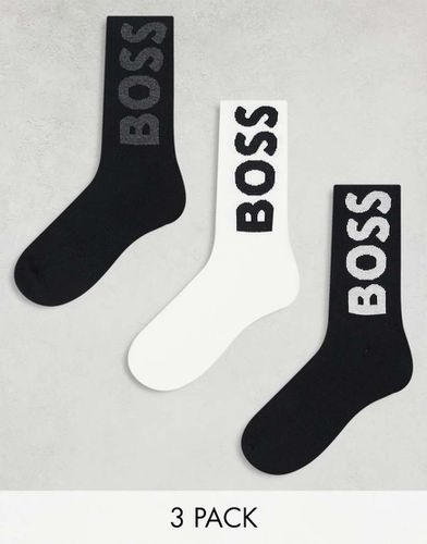 BOSS - Bodywear - Lot de 3 paires de chaussettes avec imprimé logo - Noir et blanc - Boss Bodywear - Modalova