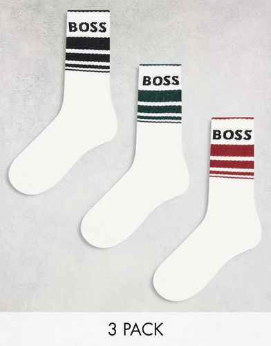 Lot de 3 paires de chaussettes de sport à logo et bandes - Boss Bodywear - Modalova