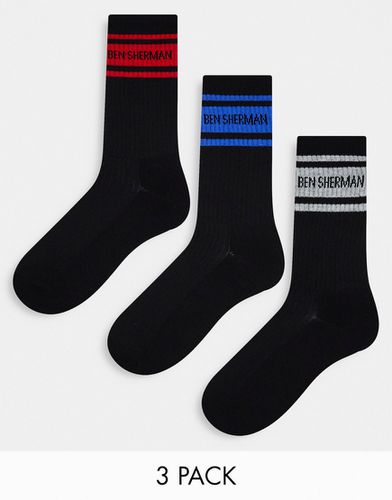 Comet - Lot de 3 paires de chaussettes de sport - , rouge et bleu - Ben Sherman - Modalova