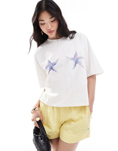 T-shirt oversize à imprimé étoiles de mer - Bershka - Modalova
