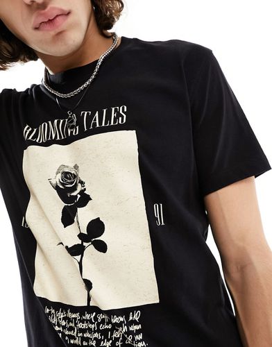 T-shirt à imprimé floral encadré - Bershka - Modalova