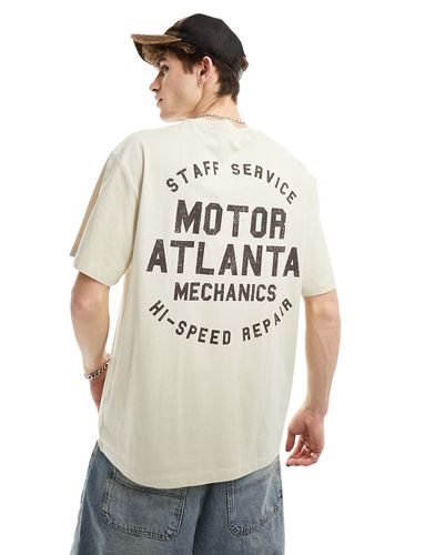 T-shirt à imprimé Motor Atlanta - Taupe - Bershka - Modalova