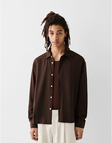 Chemise à manches longues - Marron - Bershka - Modalova