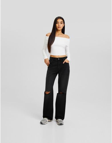 Jean large déchiré style années 90 - Noir - Bershka - Modalova