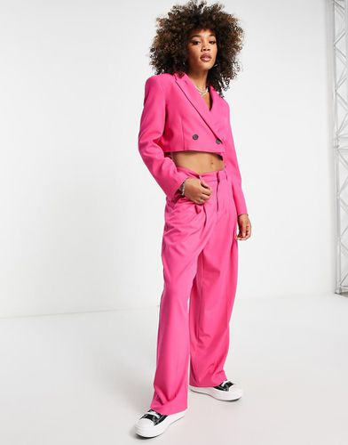 Pantalon taille haute rose