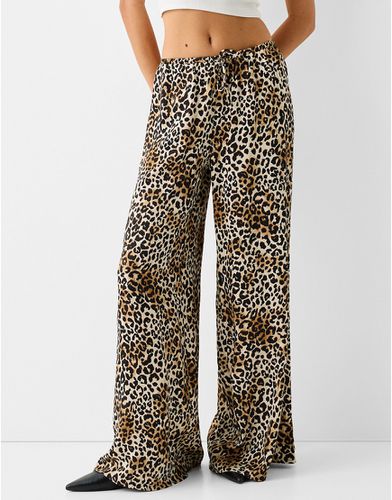 Pantalon ample imprimé léopard à taille nouée - Bershka - Modalova